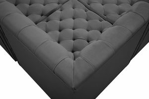 Tuft Velvet / Engineered Wood / Foam Contemporary Grey Velvet Modular Sectional - 99" W x 64" D x 32" H