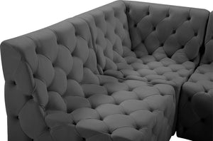 Tuft Velvet / Engineered Wood / Foam Contemporary Grey Velvet Modular Sectional - 99" W x 64" D x 32" H