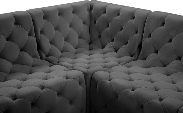 Tuft Velvet / Engineered Wood / Foam Contemporary Grey Velvet Modular Sectional - 99" W x 64" D x 32" H