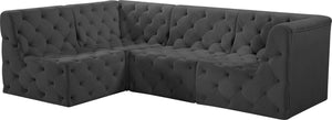 Tuft Velvet / Engineered Wood / Foam Contemporary Grey Velvet Modular Sectional - 99" W x 64" D x 32" H