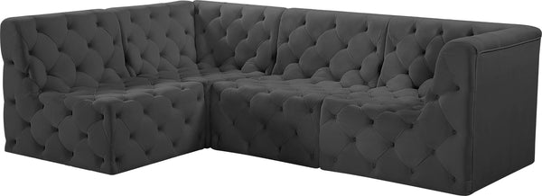 Tuft Velvet / Engineered Wood / Foam Contemporary Grey Velvet Modular Sectional - 99" W x 64" D x 32" H