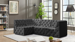 Tuft Velvet / Engineered Wood / Foam Contemporary Grey Velvet Modular Sectional - 99" W x 64" D x 32" H