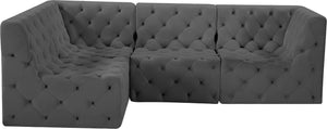 Tuft Velvet / Engineered Wood / Foam Contemporary Grey Velvet Modular Sectional - 99" W x 64" D x 32" H