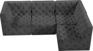 Tuft Velvet / Engineered Wood / Foam Contemporary Grey Velvet Modular Sectional - 99" W x 64" D x 32" H