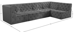 Tuft Velvet / Engineered Wood / Foam Contemporary Grey Velvet Modular Sectional - 128" W x 64" D x 32" H