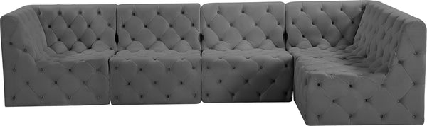 Tuft Velvet / Engineered Wood / Foam Contemporary Grey Velvet Modular Sectional - 128" W x 64" D x 32" H