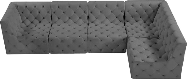 Tuft Velvet / Engineered Wood / Foam Contemporary Grey Velvet Modular Sectional - 128" W x 64" D x 32" H