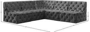 Tuft Velvet / Engineered Wood / Foam Contemporary Grey Velvet Modular Sectional - 93" W x 93" D x 32" H