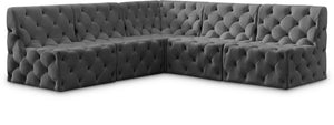 Tuft Velvet / Engineered Wood / Foam Contemporary Grey Velvet Modular Sectional - 93" W x 93" D x 32" H