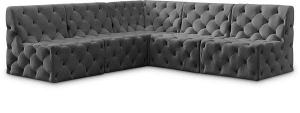 Tuft Velvet / Engineered Wood / Foam Contemporary Grey Velvet Modular Sectional - 93" W x 93" D x 32" H