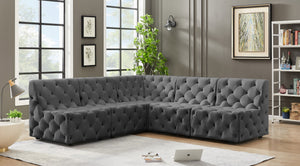 Tuft Velvet / Engineered Wood / Foam Contemporary Grey Velvet Modular Sectional - 93" W x 93" D x 32" H