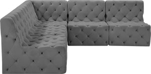 Tuft Velvet / Engineered Wood / Foam Contemporary Grey Velvet Modular Sectional - 93" W x 93" D x 32" H