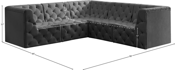 Tuft Velvet / Engineered Wood / Foam Contemporary Grey Velvet Modular Sectional - 99" W x 99" D x 32" H
