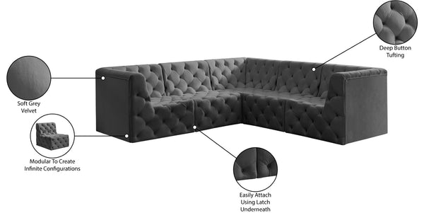 Tuft Velvet / Engineered Wood / Foam Contemporary Grey Velvet Modular Sectional - 99" W x 99" D x 32" H