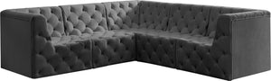 Tuft Velvet / Engineered Wood / Foam Contemporary Grey Velvet Modular Sectional - 99" W x 99" D x 32" H