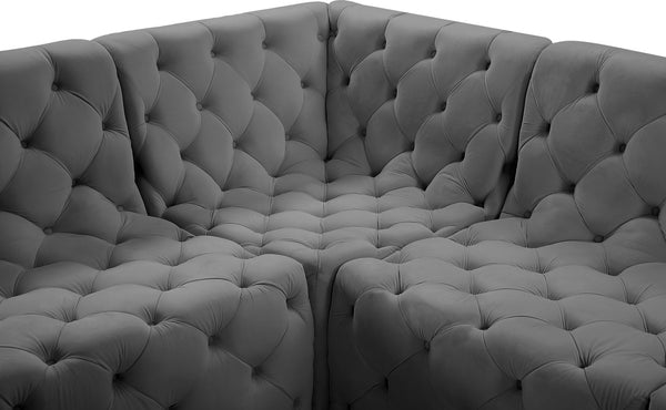 Tuft Velvet / Engineered Wood / Foam Contemporary Grey Velvet Modular Sectional - 99" W x 99" D x 32" H