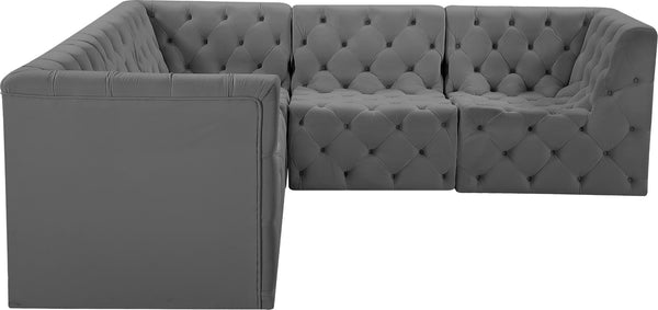 Tuft Velvet / Engineered Wood / Foam Contemporary Grey Velvet Modular Sectional - 99" W x 99" D x 32" H