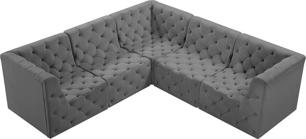 Tuft Velvet / Engineered Wood / Foam Contemporary Grey Velvet Modular Sectional - 99" W x 99" D x 32" H