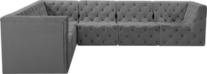 Tuft Velvet / Engineered Wood / Foam Contemporary Grey Velvet Modular Sectional - 128" W x 99" D x 32" H