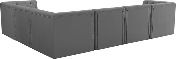 Tuft Velvet / Engineered Wood / Foam Contemporary Grey Velvet Modular Sectional - 128" W x 99" D x 32" H