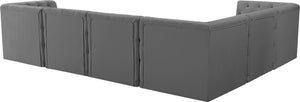 Tuft Velvet / Engineered Wood / Foam Contemporary Grey Velvet Modular Sectional - 128" W x 99" D x 32" H