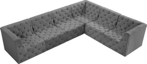 Tuft Velvet / Engineered Wood / Foam Contemporary Grey Velvet Modular Sectional - 128" W x 99" D x 32" H