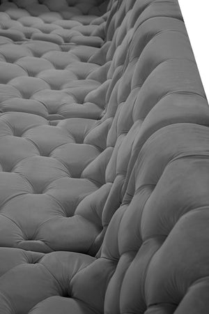 Tuft Velvet / Engineered Wood / Foam Contemporary Grey Velvet Modular Sectional - 128" W x 64" D x 32" H