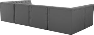 Tuft Velvet / Engineered Wood / Foam Contemporary Grey Velvet Modular Sectional - 128" W x 64" D x 32" H