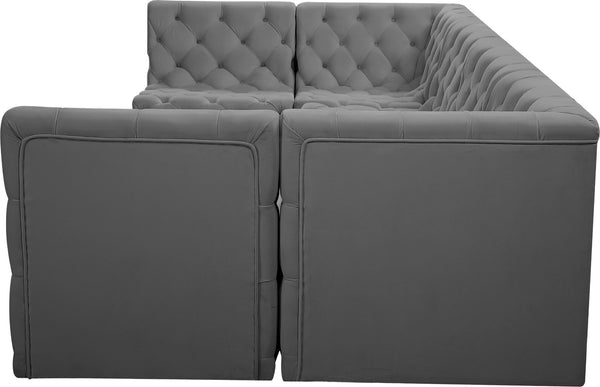 Tuft Velvet / Engineered Wood / Foam Contemporary Grey Velvet Modular Sectional - 128" W x 64" D x 32" H
