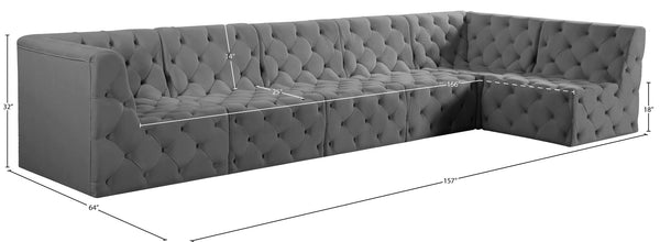 Tuft Velvet / Engineered Wood / Foam Contemporary Grey Velvet Modular Sectional - 157" W x 64" D x 32" H
