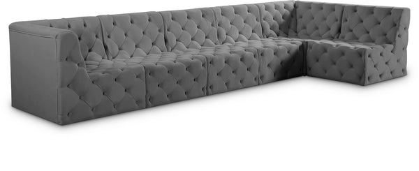 Tuft Velvet / Engineered Wood / Foam Contemporary Grey Velvet Modular Sectional - 157" W x 64" D x 32" H