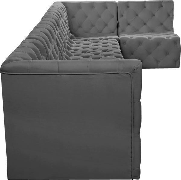 Tuft Velvet / Engineered Wood / Foam Contemporary Grey Velvet Modular Sectional - 157" W x 64" D x 32" H
