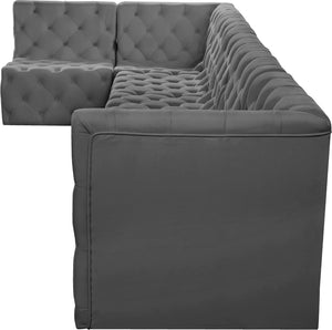 Tuft Velvet / Engineered Wood / Foam Contemporary Grey Velvet Modular Sectional - 157" W x 64" D x 32" H