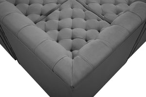 Tuft Velvet / Engineered Wood / Foam Contemporary Grey Velvet Modular Sectional - 157" W x 64" D x 32" H