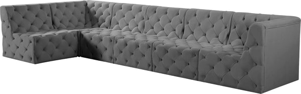 Tuft Velvet / Engineered Wood / Foam Contemporary Grey Velvet Modular Sectional - 157" W x 64" D x 32" H