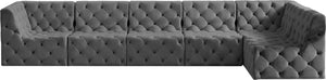 Tuft Velvet / Engineered Wood / Foam Contemporary Grey Velvet Modular Sectional - 157" W x 64" D x 32" H