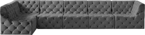Tuft Velvet / Engineered Wood / Foam Contemporary Grey Velvet Modular Sectional - 157" W x 64" D x 32" H