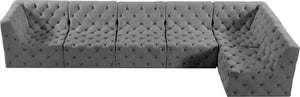 Tuft Velvet / Engineered Wood / Foam Contemporary Grey Velvet Modular Sectional - 157" W x 64" D x 32" H