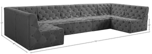 Tuft Velvet / Engineered Wood / Foam Contemporary Grey Velvet Modular Sectional - 157" W x 64" D x 32" H