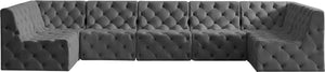 Tuft Velvet / Engineered Wood / Foam Contemporary Grey Velvet Modular Sectional - 157" W x 64" D x 32" H