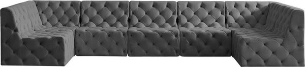 Tuft Velvet / Engineered Wood / Foam Contemporary Grey Velvet Modular Sectional - 157" W x 64" D x 32" H