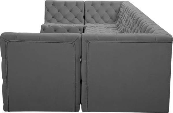 Tuft Velvet / Engineered Wood / Foam Contemporary Grey Velvet Modular Sectional - 157" W x 64" D x 32" H