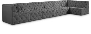 Tuft Velvet / Engineered Wood / Foam Contemporary Grey Velvet Modular Sectional - 186" W x 64" D x 32" H