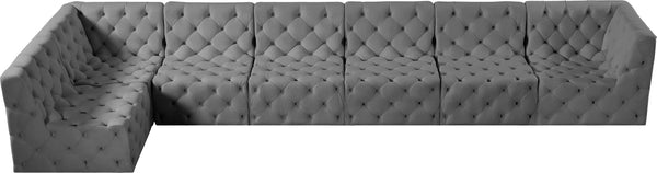 Tuft Velvet / Engineered Wood / Foam Contemporary Grey Velvet Modular Sectional - 186" W x 64" D x 32" H