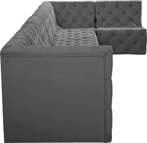 Tuft Velvet / Engineered Wood / Foam Contemporary Grey Velvet Modular Sectional - 186" W x 64" D x 32" H
