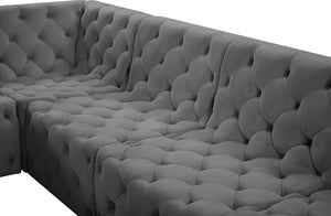 Tuft Velvet / Engineered Wood / Foam Contemporary Grey Velvet Modular Sectional - 186" W x 64" D x 32" H