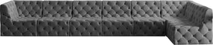 Tuft Velvet / Engineered Wood / Foam Contemporary Grey Velvet Modular Sectional - 186" W x 64" D x 32" H