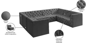 Tuft Velvet / Engineered Wood / Foam Contemporary Grey Velvet Modular Sectional - 128" W x 99" D x 32" H