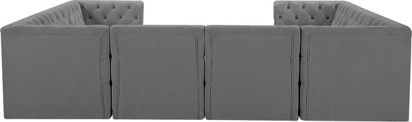 Tuft Velvet / Engineered Wood / Foam Contemporary Grey Velvet Modular Sectional - 128" W x 99" D x 32" H