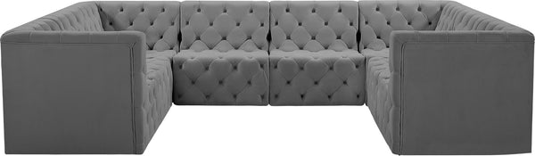 Tuft Velvet / Engineered Wood / Foam Contemporary Grey Velvet Modular Sectional - 128" W x 99" D x 32" H